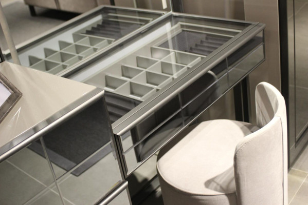 Modern luxury dressing table with elegant stool 2 pieces. Console Table Gray Immediately