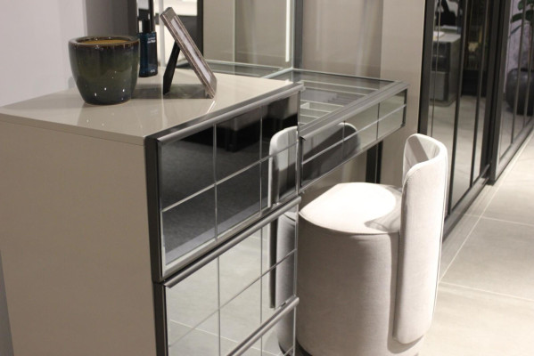 Modern luxury dressing table with elegant stool 2 pieces. Console Table Gray Immediately