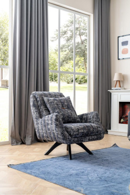Designer Armchair Living room Luxury Furniture Gray Style Single Seater Lounge Club