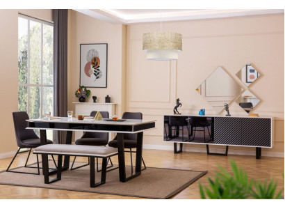 Designer dining room set 10 pieces luxury furniture stylish dining set sideboard