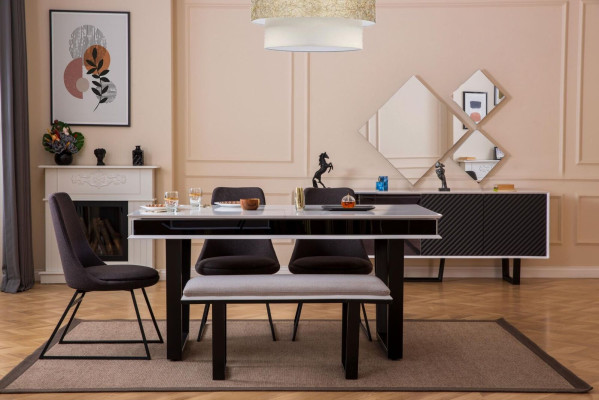Designer dining room set 10 pieces luxury furniture stylish dining set sideboard
