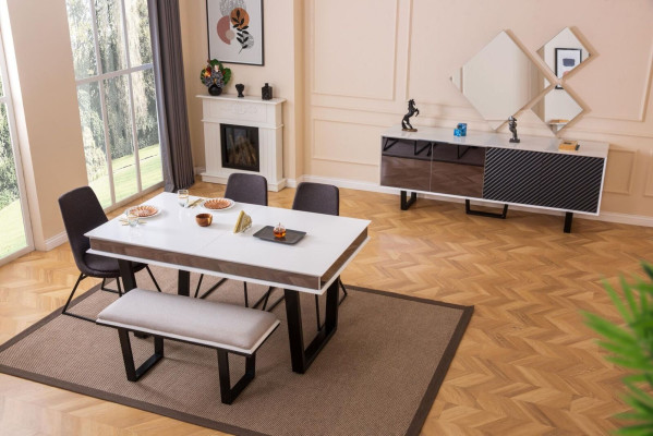 Designer dining room set 10 pieces luxury furniture stylish dining set sideboard