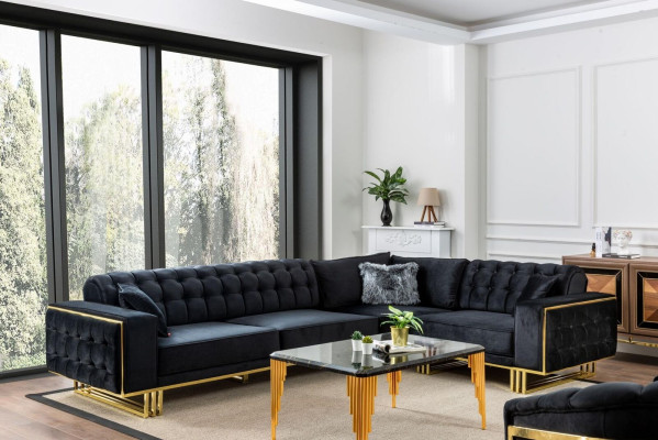 Designer 3-piece Living room set Corner sofa L-shape + 3 + 1 Seater Luxury Corner sofa