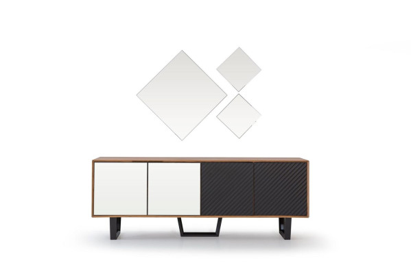 Modern Dining room Set Consists of 4 pieces. Sideboard with 3x Mirror novelty