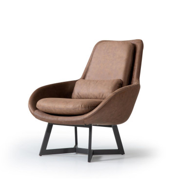 Designer Armchair 1 Seater Imitation leather Couch Upholstery Armchair Design Brown