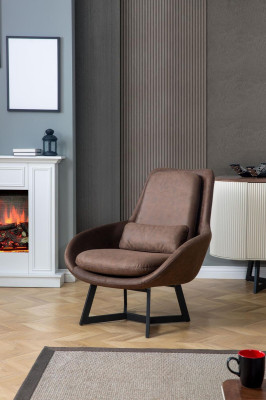 Designer Armchair 1 Seater Imitation leather Couch Upholstery Armchair Design Brown