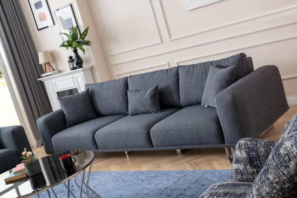 Designer Living room Set Sofa set 4 + 3 + 1 Seat Luxury Gray Living landscape