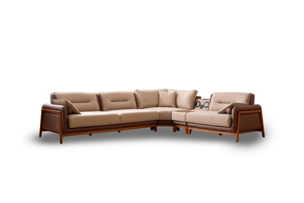Luxury Corner sofa L-shape Beige Living room Furniture Couch Multifunction Couches Modern