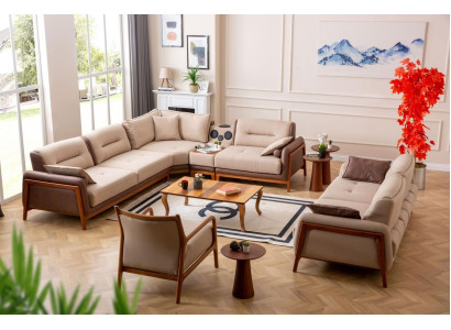 Luxury 3 pcs Living room Set Corner sofa L-shape 3 Seater Relax Armchair Furniture