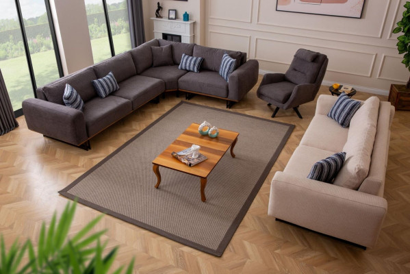 Designer Living room Set Living landscape Corner sofa L-shape 3 Sofa Armchair 3-piece