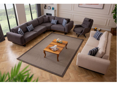 Designer Living room Set Living landscape Corner sofa L-shape 3 Sofa Armchair 3-piece