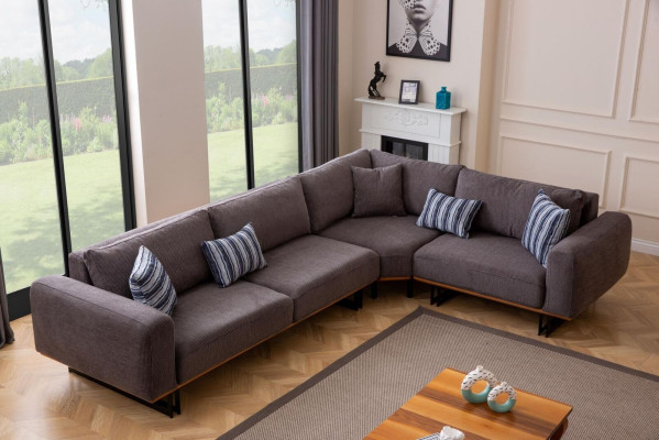 Designer Living room Set Living landscape Corner sofa L-shape 3 Sofa Armchair 3-piece