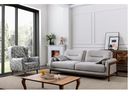 Set 2 pcs Living room Sofa set Three-seater Sofa Modern Armchair Textile