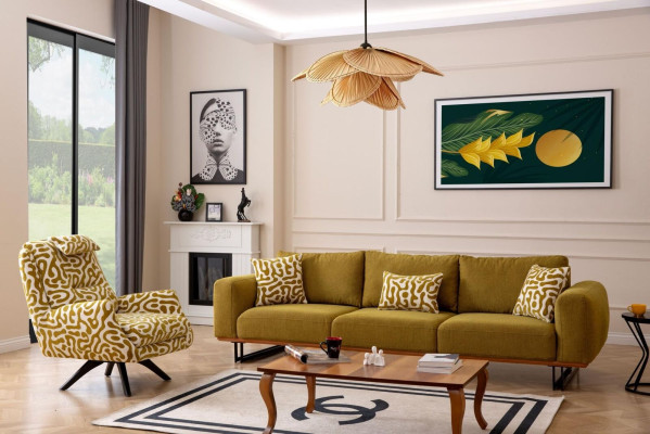 Luxury Sofa set 4 + 1 Seater Set Designer Sofa Textile Upholstery Couches