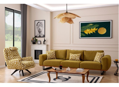 Luxury Sofa set 4 + 1 Seater Set Designer Sofa Textile Upholstery Couches