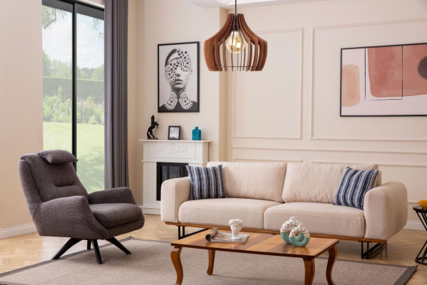 Luxury 2-piece living room set sofa 3-seater with armchair design sofa set