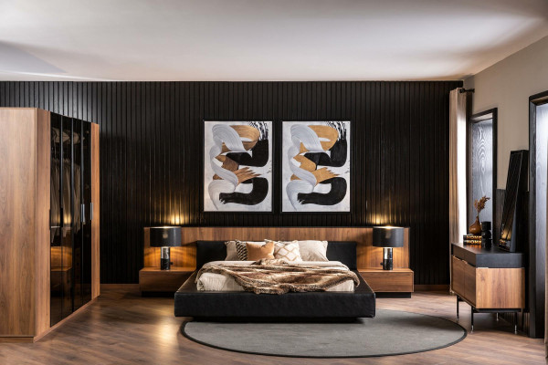 Luxury Hotel Bedroom Set Chest of drawers Wardrobe Bedside table Bed 6pcs.