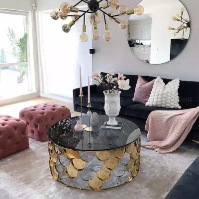 Black coffee table Living room table DEDesigner stainless steel table Gold table