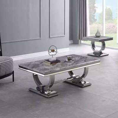 Modern gray coffee table stainless steel table living room tables luxury design