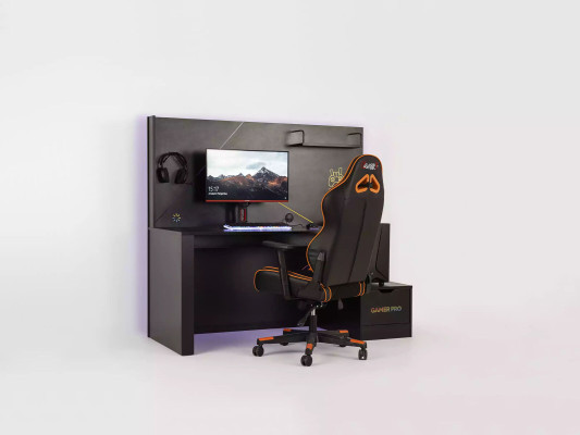 Gaming Table Desk Gamer Computer desk Black PC Wood Design