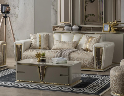 Modern coffee table living room furniture stainless steel furniture wood design beige