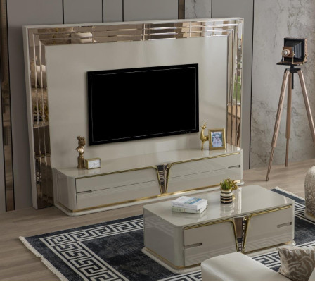 Modern coffee table living room furniture stainless steel furniture wood design beige