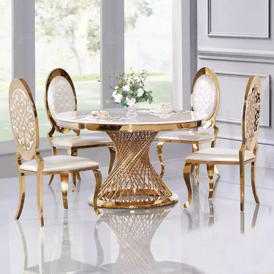 Designer Golden Round Table stainless steel Tables Stylish Dining room Furniture