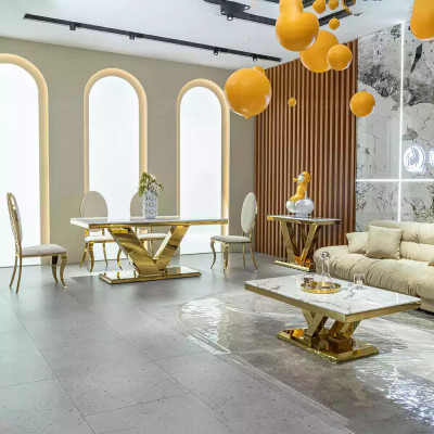 Dining Room Furniture Designer Dining table Stainless Steel Table Gold Modern Tables
