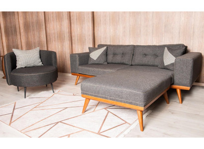 Gray Living room Corner sofa Noble Couch Seating group Luxury Furniture Modern Sofas