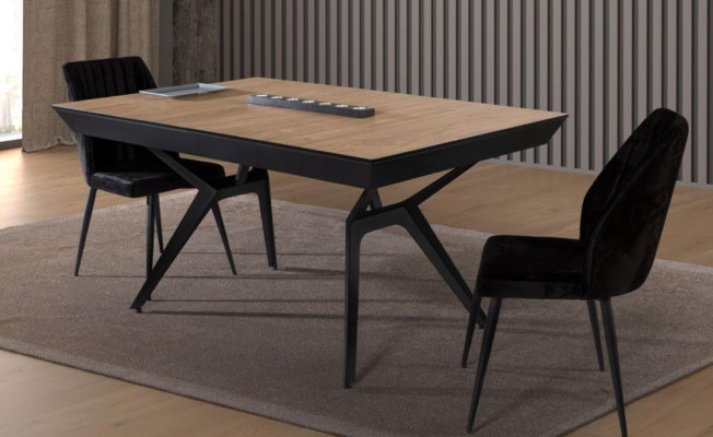 Kitchen table Dining room table Extendable Design Luxury Wood Brown Table