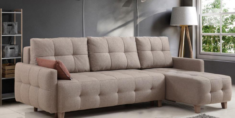Beige Corner sofa Upholstery Living landscape Textile sofas L-shape Suite new