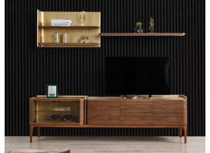 Sideboard Shelves TV Cabinet Lowboard TV Stand Wardrobe Wood Brown Set