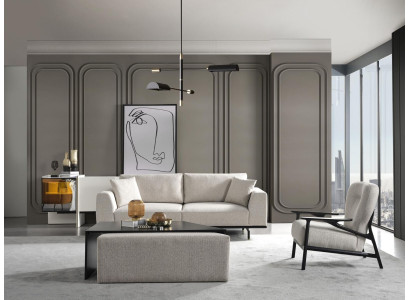 Modern white sofa set three seater armchair set upholstered furniture living room