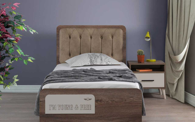 Complete's youth room set bed bookshelf bedside table wooden furniture 5 pieces