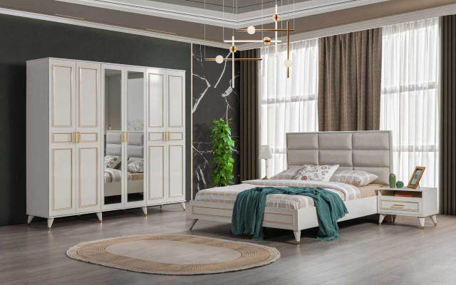 Bedroom Designer Double bed Luxury Dressing table Noble Stool 7pcs