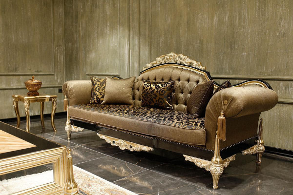 Brown Chesterfield Living room Sofas 3-Seater Textile Armchair Coffee table