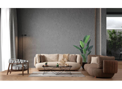 Modern Multicolored Couch Set Brown 3-Seater White Armchair 3-piece Set