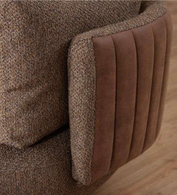 Modern Multicolored Couch Set Brown 3-Seater White Armchair 3-piece Set