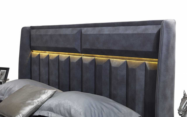 Gray-White Bedroom Furniture Textile Bed Bedside tables Luxury Cabinets new