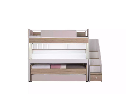 Bunk bed Bed with 3 sleeping places Multifunction bed Wood Pink Luxury Loft bed