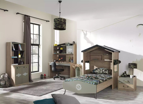 Children's furniture luxury children's room suite bed green bed frame 5 pieces wood