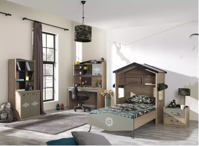Children's furniture luxury children's room suite bed green bed frame 5 pieces wood