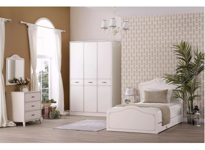 Suite Bed Youth Bed Functional Bed Extendable Set 5 Pieces Wood White