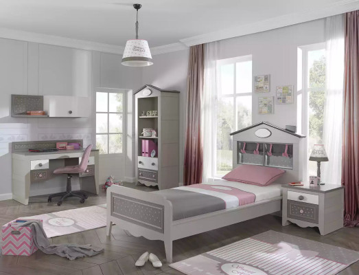Children's furniture luxury children's room suite bed desk gray 5 pieces