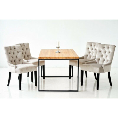 Dining room Chair Table + 4 Chesterfield Chairs Group Suite Upholstery