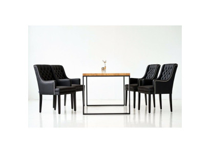 Dining room Table + 4 Chesterfield Chairs Luxury Dining room Group 5pcs. set