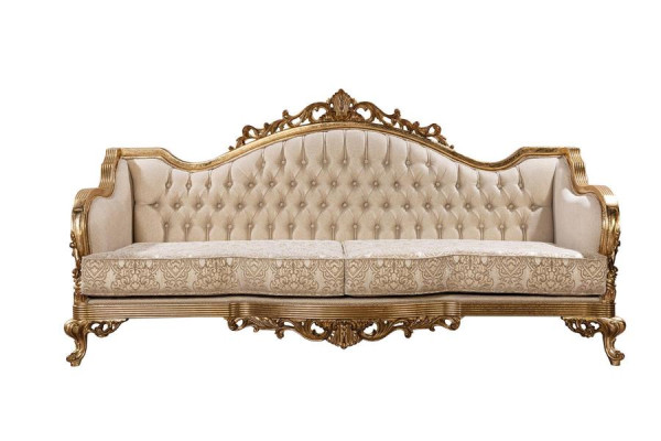 Three-seater Classic s baroque rococo upholstered sofa in goldwood quality
