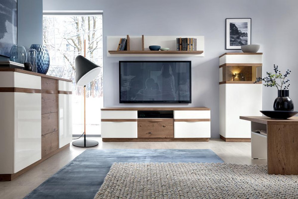 Display case Wood & Glass Sideboard Wardrobe Living room Collection Modern Style Shelf