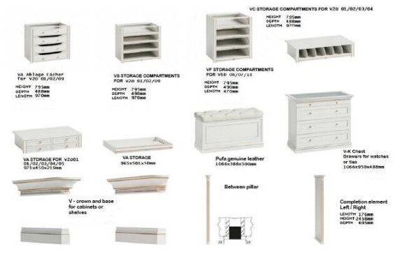 Element Model V1D-08 LP for Walk-in Wardrobe Wardrobe Italian Furniture