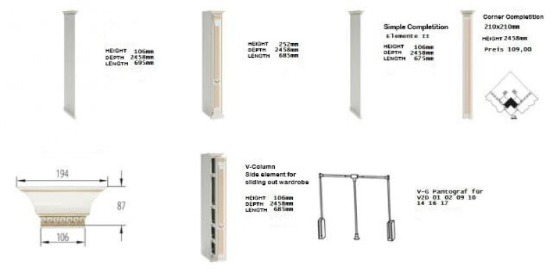 Element Model V1D-08 LP for Walk-in Wardrobe Wardrobe Italian Furniture